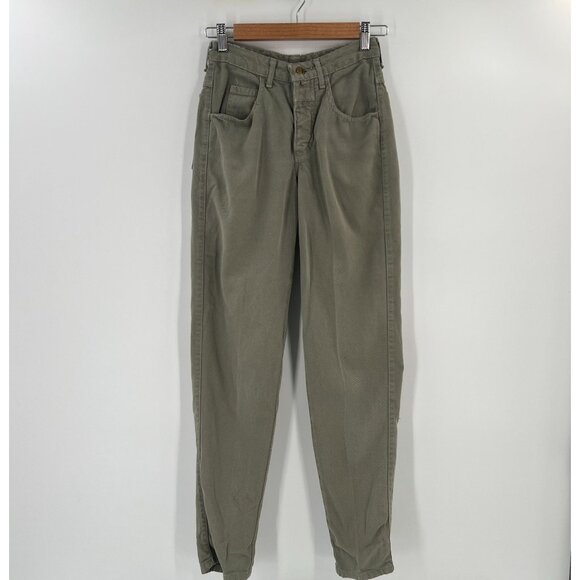 VTG Marithe Francois Girbaud 3/4 High Waist Jeans Olive Green USA Mom - Picture 1 of 15